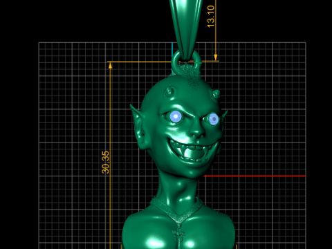 Golden Devil Pendant 3D Printable Model Modelo de impresión 3D