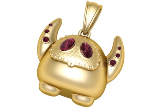 ゴールド モンスター ペンダント 3D 印刷可能モデル 3Dプリントモデル