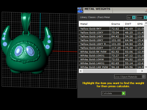 Gold Monster Pendant 3D Printable Model Modelo de impresión 3D
