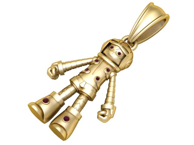 Gold Robot Pendant 3D Printable Model 3D Принт Модель .c4d .max .obj .3ds .fbx .stl .blend