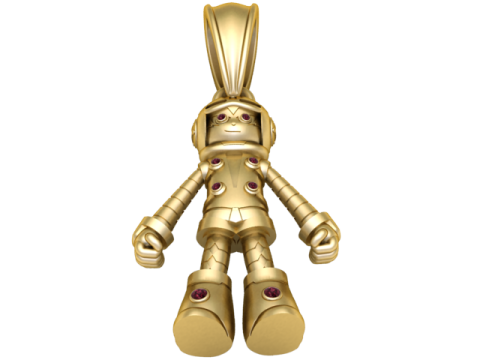 Gold Robot Pendant 3D Printable Model 3D Принт Модель