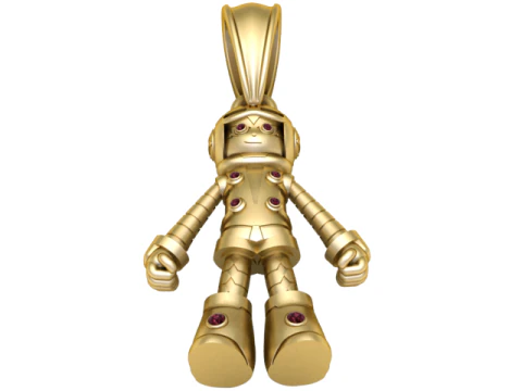 Gold Robot Pendant 3D Printable Model 3D Print Model