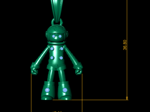 Gold Robot Pendant 3D Printable Model 3D Принт Модель