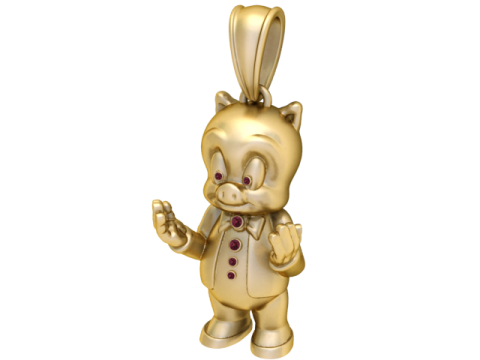 The Dapper Piglet Pendant 3D Printable Model Modèles 3D en vedette