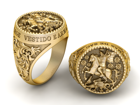 Saint George Knight Signet Ring 3D Printable Model 3D 프린트 모델