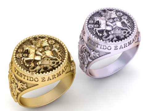 Saint George Knight Signet Ring 3D Printable Model Modelo de impresión 3D