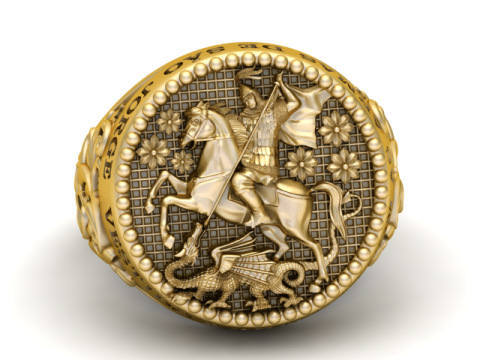 Saint George Knight Signet Ring 3D Printable Model Modelo de impresión 3D