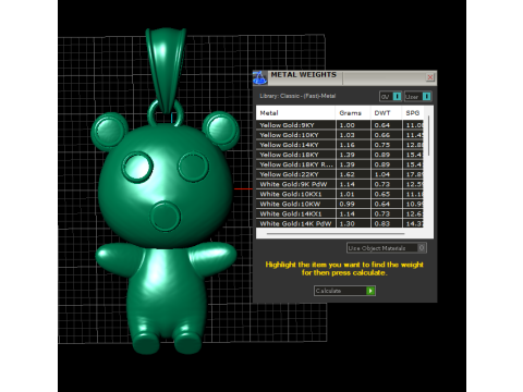 Model cetak 3d Liontin Teddy Berkilau Model Cetak 3D
