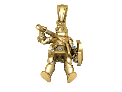 Modello stampabile 3d con ciondolo cavaliere guerriero Modello di stampa 3D