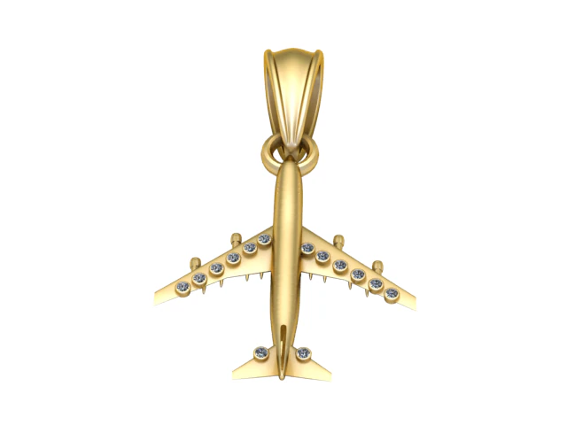 Golden Airplane Pendant 3D Printable Model 3D Print Model .c4d .max .obj .3ds .fbx .stl .blend 