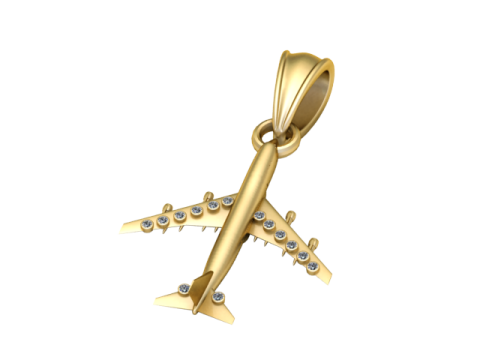 Model Cetak 3D Liontin Pesawat Emas Model Cetak 3D