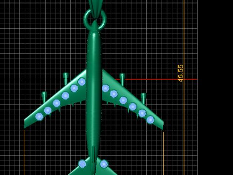 Model Cetak 3D Liontin Pesawat Emas Model Cetak 3D