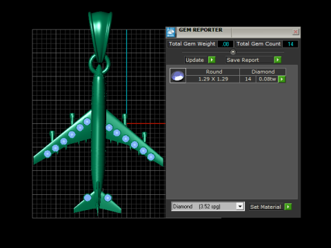 Model Cetak 3D Liontin Pesawat Emas Model Cetak 3D