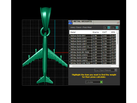 Golden Airplane Pendant 3D Printable Model 3D Print Model