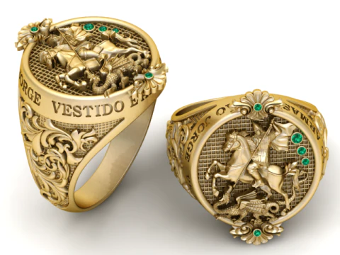 Anillo guerrero de San Jorge Modelo de joyer&iacute;a imprimible en 3D Modelo de impresión 3D