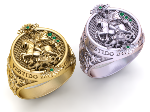 Saint George Warrior Ring 3D Printable Jewelry Model 3D Принт Модель