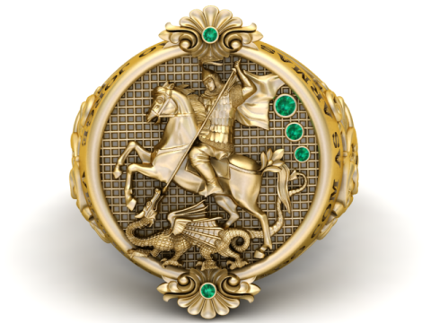 Saint George Warrior Ring 3D Printable Jewelry Model 3D Принт Модель