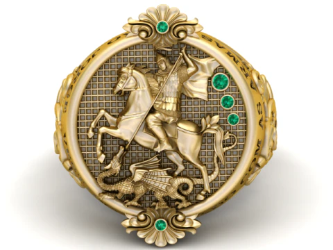 Saint George Warrior Ring 3D Printable Jewelry Model 3D Print Model