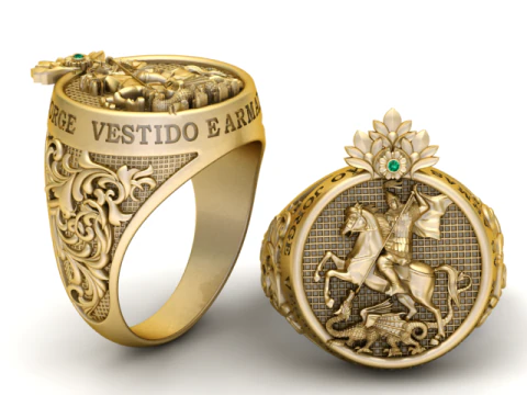 Modelo de joias para impressão em 3D do anel da vitória de São Jorge Modelo de Impressão 3D