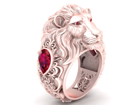 Majestic Lion Head Ring 3D Printable Model Description 3D Print Model