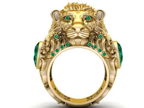 Majestic Lion King Ring 3D Printable Jewelry Model Modello di stampa 3D