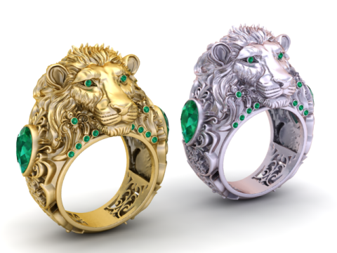 Модель ювелірного виробу Majestic Lion King Ring для 3D-друку 3D Принт Модель
