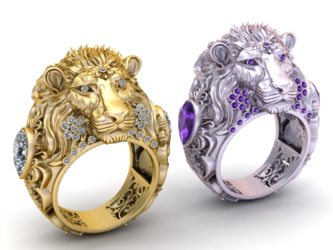 Lion Face Ring 3D Printable Model Modelo de impresión 3D