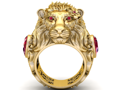 Lion Head RING 3D Printable Model 3D 프린트 모델
