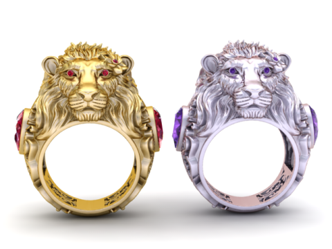 Lion Head RING 3D Printable Model 3D Print Model