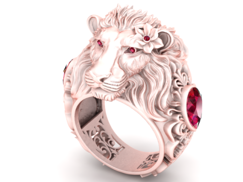 Lion Head RING 3D Printable Model 3D Print Model