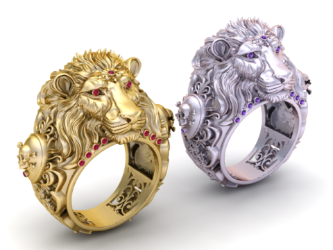 Golden Lion Ring 3D Printable Model 3D printmodel