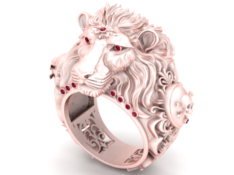 Golden Lion Ring 3D Printable Model 3D printmodel