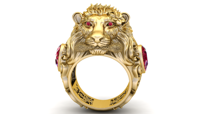 Golden Lion Face Ring 3D Printable Model 3D 프린트 모델 .c4d .max .obj .3ds .fbx .stl .blend