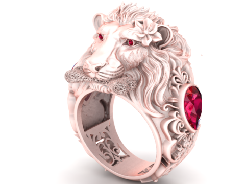 Golden Lion Face Ring 3D Printable Model 3D 프린트 모델
