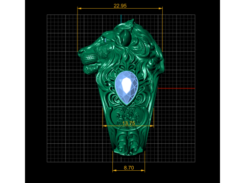 Golden Lion Face Ring 3D Printable Model 3D 프린트 모델