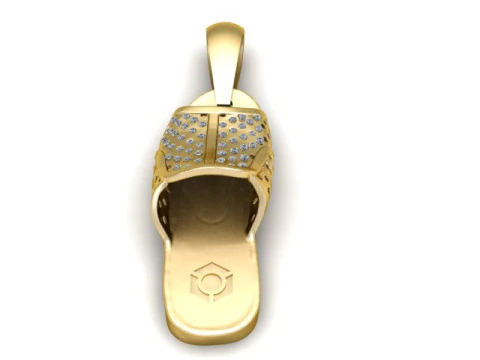 Modelo para impress&atilde;o 3D do pingente de chinelo dourado Modelo de Impressão 3D