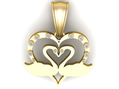 Swans Embrace Pendant 3D Printable Model 3D Принт Модель