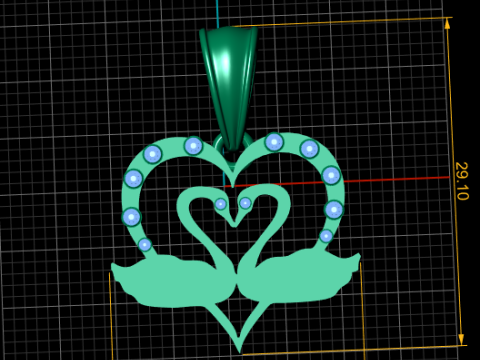 天鹅拥抱吊坠 3D 打印模型 3D 打印模型