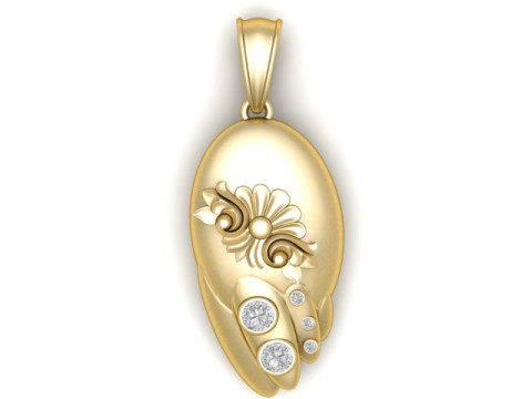 Floral Gold Pendant 3D Printable Model 3D Принт Модель