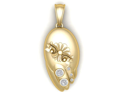 3D-Druckmodell mit floralem Goldanhänger 3D Druckmodell