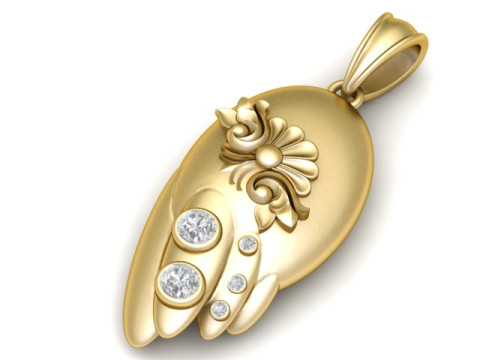 Floral Gold Pendant 3D Printable Model 3D Print Model