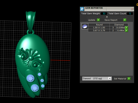 Floral Gold Pendant 3D Printable Model 3D Print Model