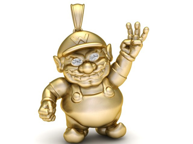 金色马里奥吊坠 3D 打印模型 3D 打印模型 .c4d .max .obj .3ds .fbx .stl .blend 