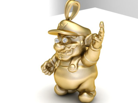 金色马里奥吊坠 3D 打印模型 3D 打印模型