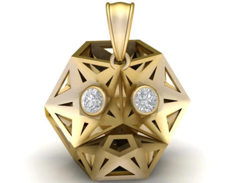 GOLDEN CUBE PENDANT 3D PRINTABLE MODEL 3D Print Model