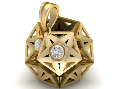 골든 큐브 펜던트 3D 프린트 가능 모델 3D 프린트 모델