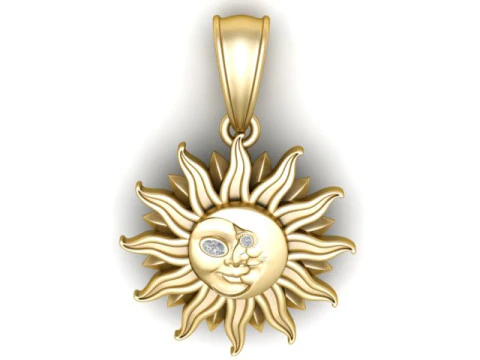 ALTIN GÜLEN GÜNEŞ YÜZÜ KOLYE 3D YAZDIRILABİLİR MODEL 3D Baskı Modeli