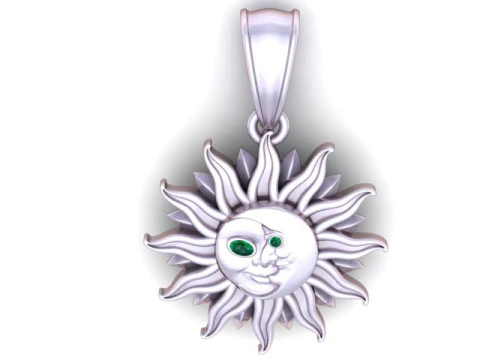 GOLDEN SMILING SUN FACE PENDANT 3D PRINTABLE MODEL 3D Print Model