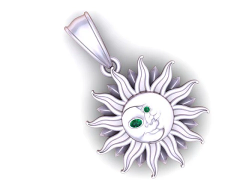 GOLDEN SMILING SUN FACE PENDANT 3D PRINTABLE MODEL 3D Print Model