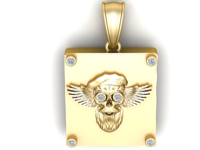 GOLDEN SKULL WITH BIG BEARD PENDANT 3D PRINTABLE MODEL 3D Print Model .c4d .max .obj .3ds .fbx .stl .blend 